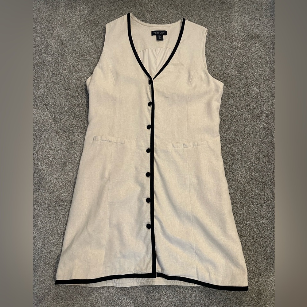 Rachel Zoe Cream Dress with Black Accents  Size Large